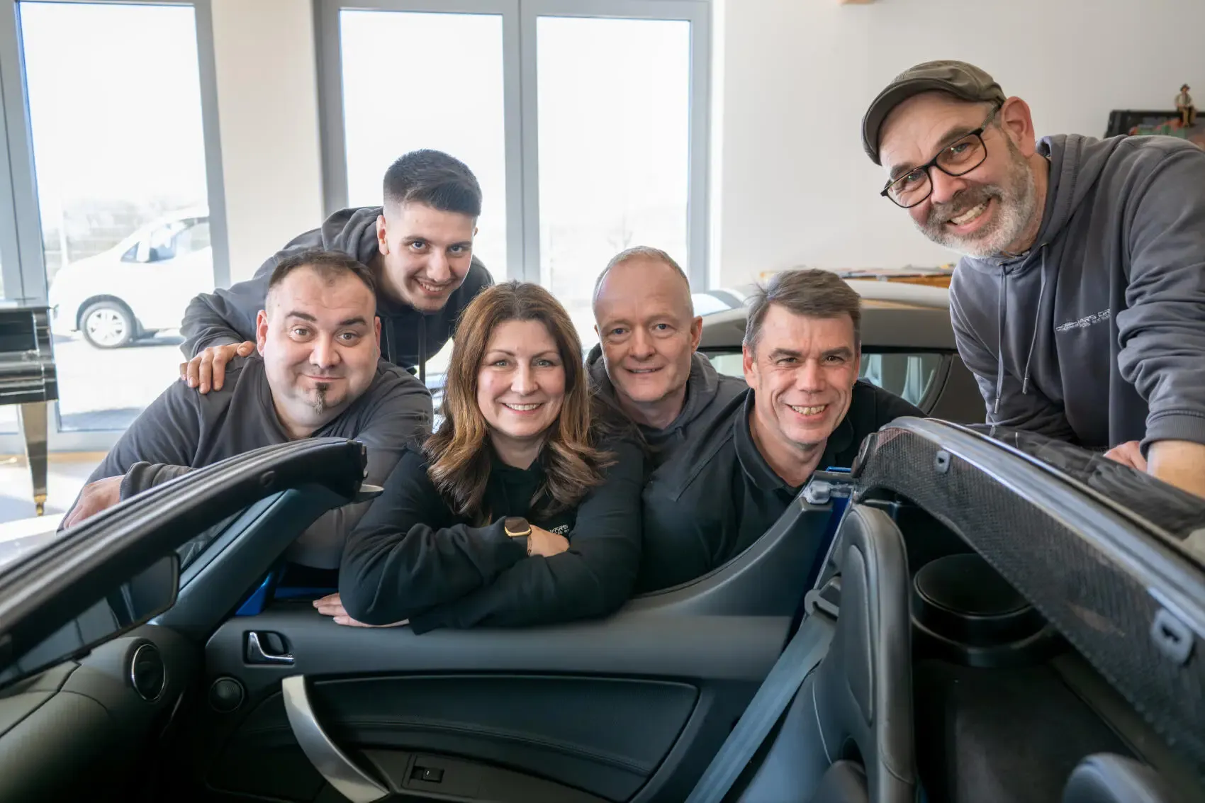 The Mars Orbiter team outside the workshop in Malsfeld